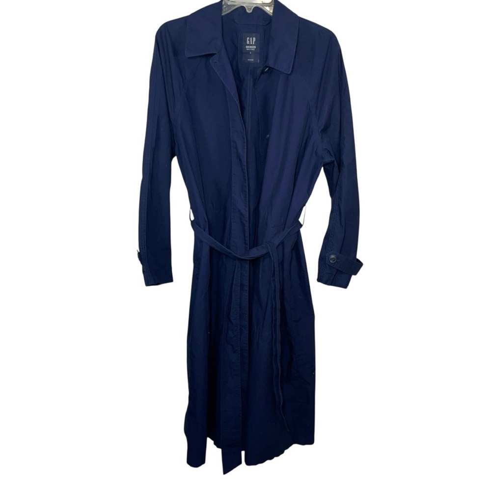 Gap oversized MAC coat lightweight trench  Navy sz L - Picture 9 of 11